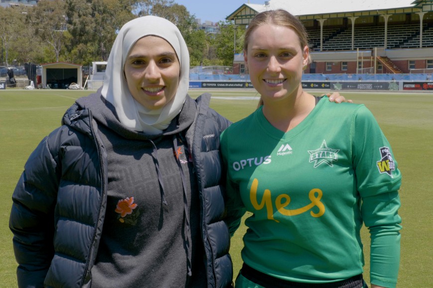 Maryam Omar with Melbourne Stars player